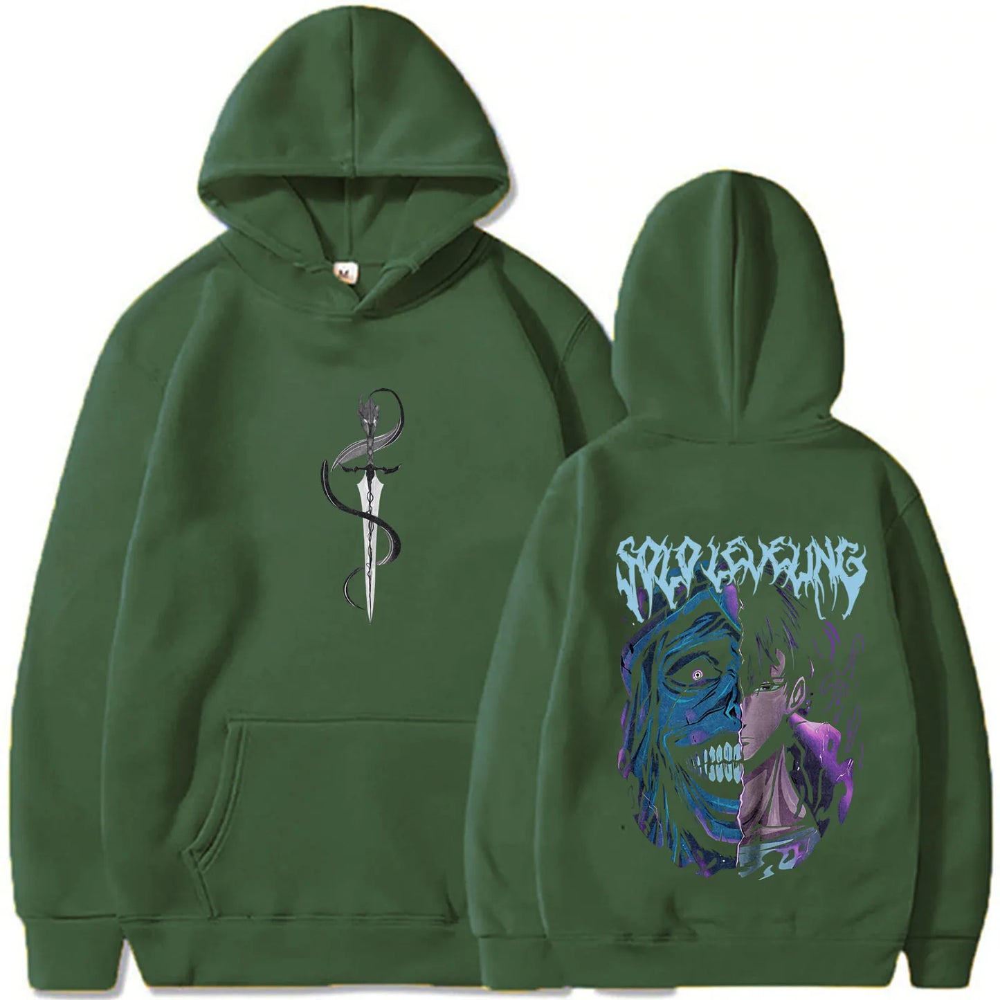 Solo Leveling Statue of God Hoodie Sung Jinwoo Hoodie Anime Graphic Tees Anime Sweatshirts Women Men Gift Streetwear army green