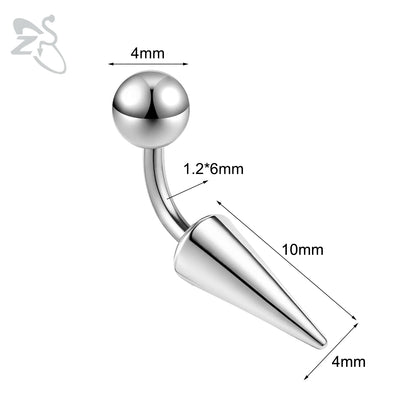 ZS 1 PC 16G Stainelss Steel Eyebrow Ring For Men Women Long Spike Curved Nose Bridge Piercing 3 Colors Cone Lip Labret Piercings Style 3 6X4X10MM