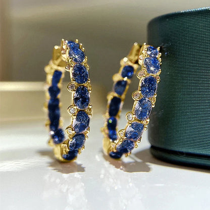 Huitan Luxury Trendy Pink/Green/Blue/Yellow CZ Hoop Earrings for Women Silver Color/Gold Color Hot Trendy Girls Jewelry Dropship E3967