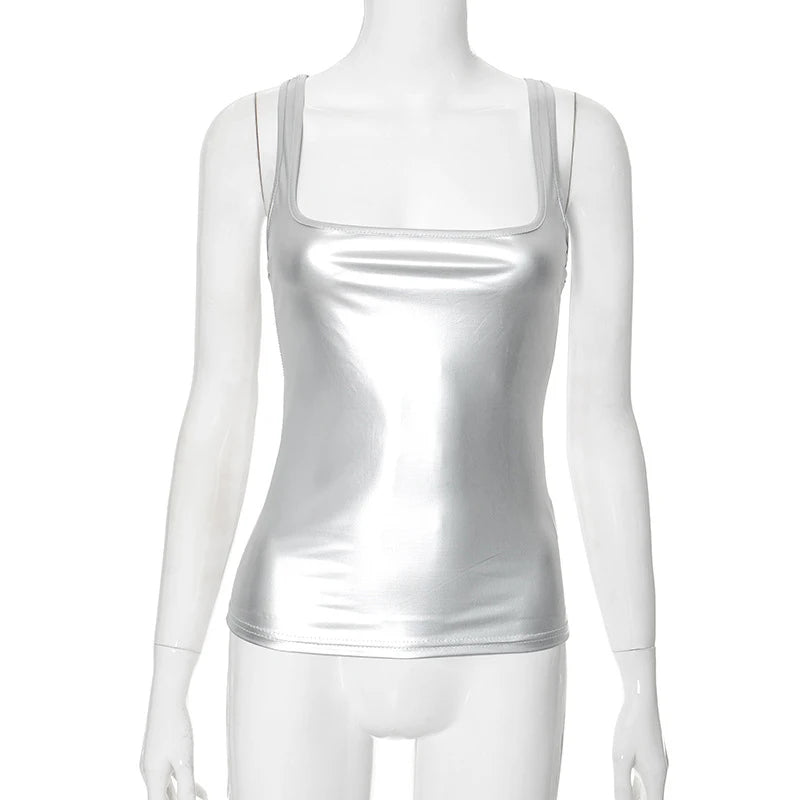 Solid Tank Top Women Edgy Clothes Y2k Accessories Sleeveless Ropa De Mujer Square Collar Camison Verano Korean Fashion Clothing