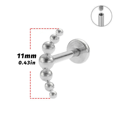 ASTM F136 Titanium Mirror Polish 7 Beads Cluster 16G Labret Cartilage Helix Conch Monroe Tragus Piercing Body Jewelry