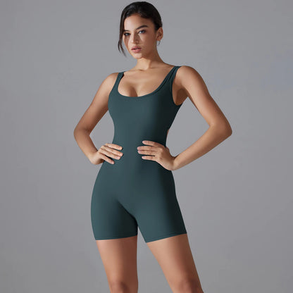 New V Back Scrunch Sports Jumpsuit Women Gym Rompers Sleeveless Sportswear Bodysuits Women Casual One-Piece Suit Yoga Clothing
