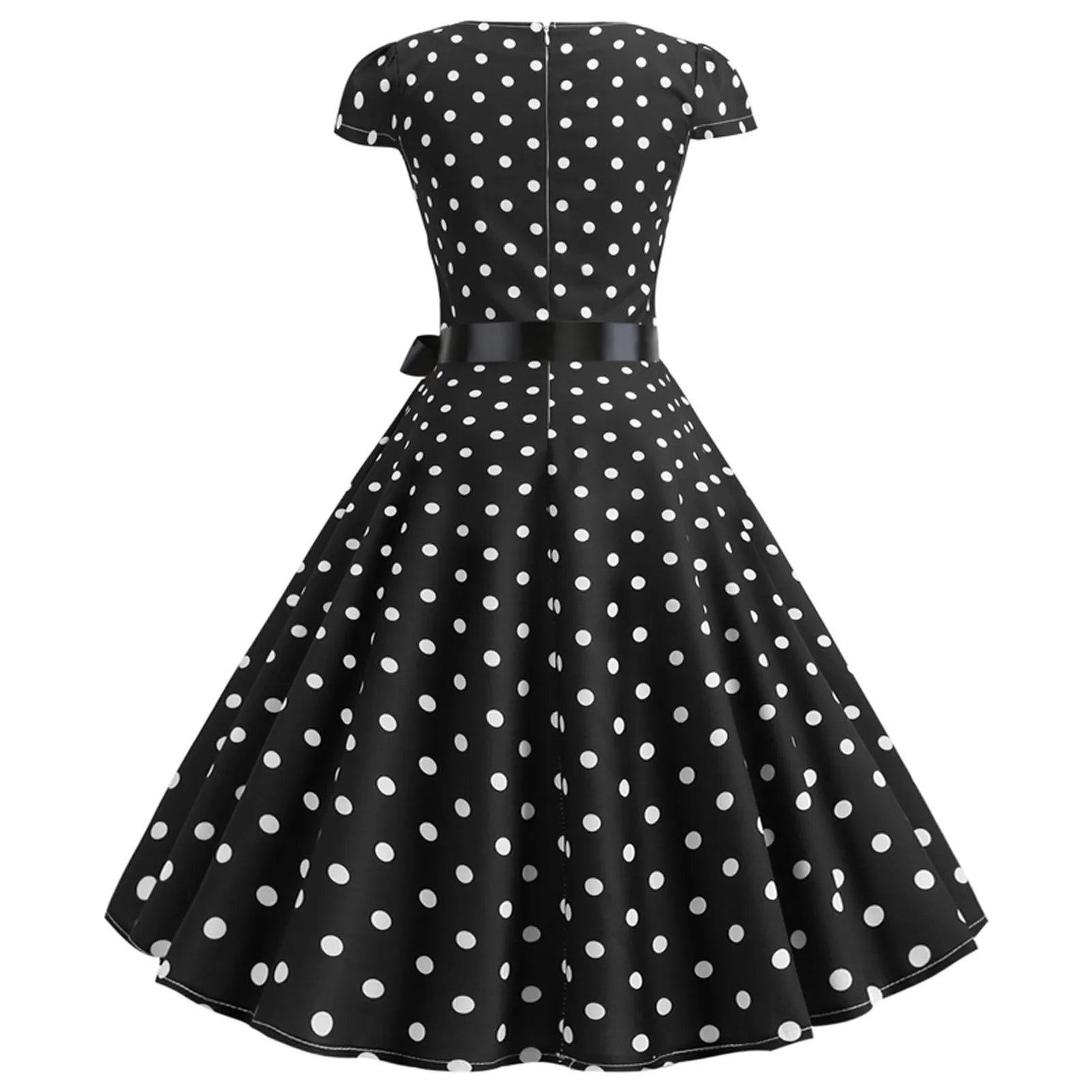 Woman Retro Dresses Audrey Hepburn 1950s 60s Rockabilly Polka Dot Printed Bowknot Pinup Ball Gown Party Dress Robe Vestidos