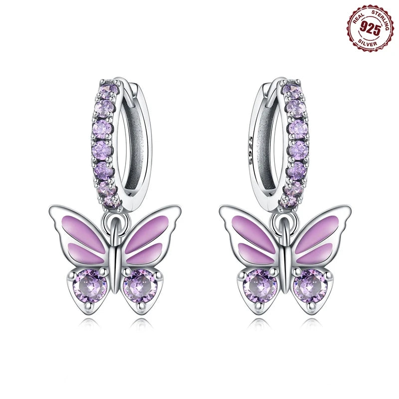 Earrings For Women Silver 925 Fashion Butterfly Snowflake Earrings Cubic Zircon Ear Studs Silver 925 Original Jewelry Gifts OTE4012