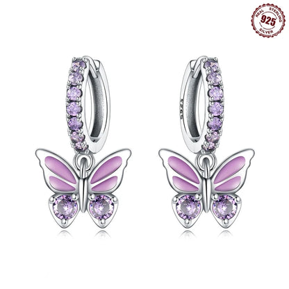Earrings For Women Silver 925 Fashion Butterfly Snowflake Earrings Cubic Zircon Ear Studs Silver 925 Original Jewelry Gifts OTE4012