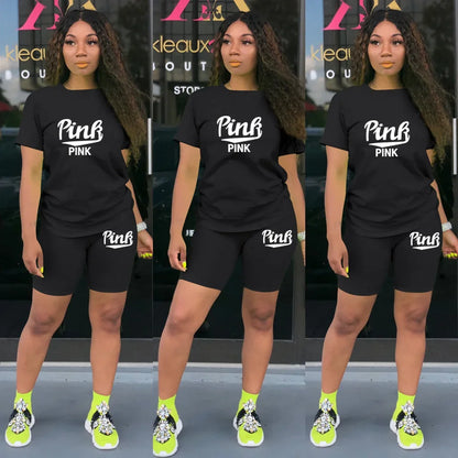 Hot Sale Of The Season round Neck Short Sleeve Printed Home Leisure Base Layer Set Multicolor Summer Bottoming Outfit Women's Sk Badiee Stylez