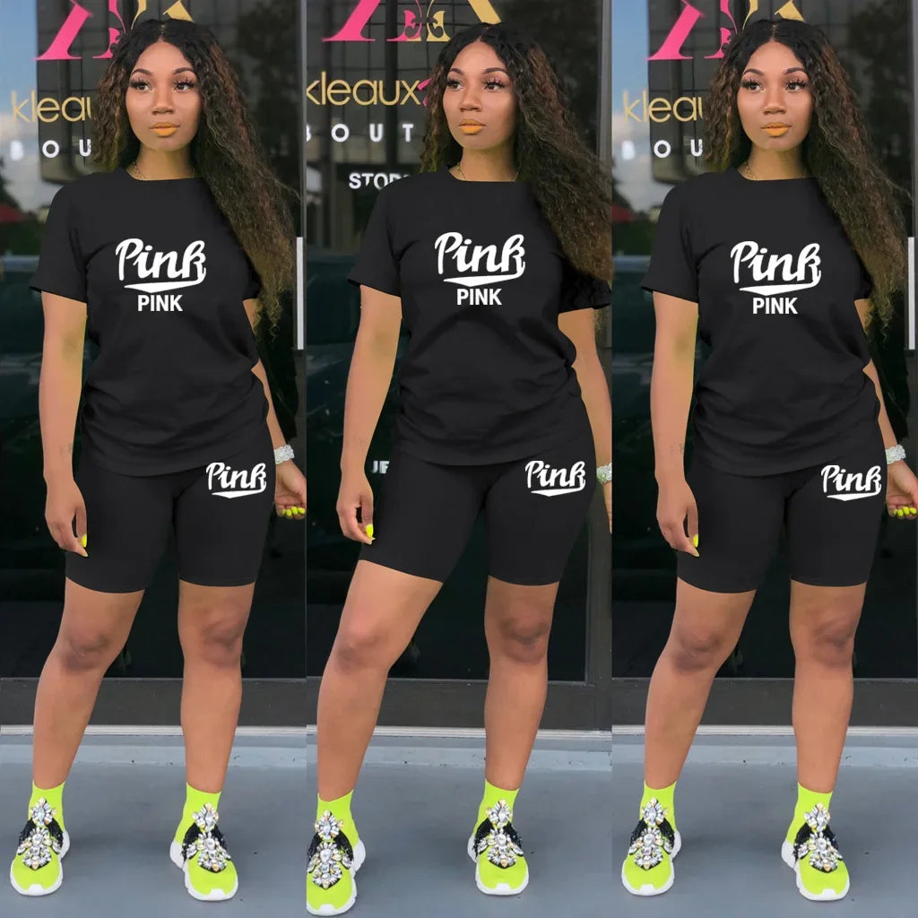 Hot Sale Of The Season round Neck Short Sleeve Printed Home Leisure Base Layer Set Multicolor Summer Bottoming Outfit Women's Sk Badiee Stylez