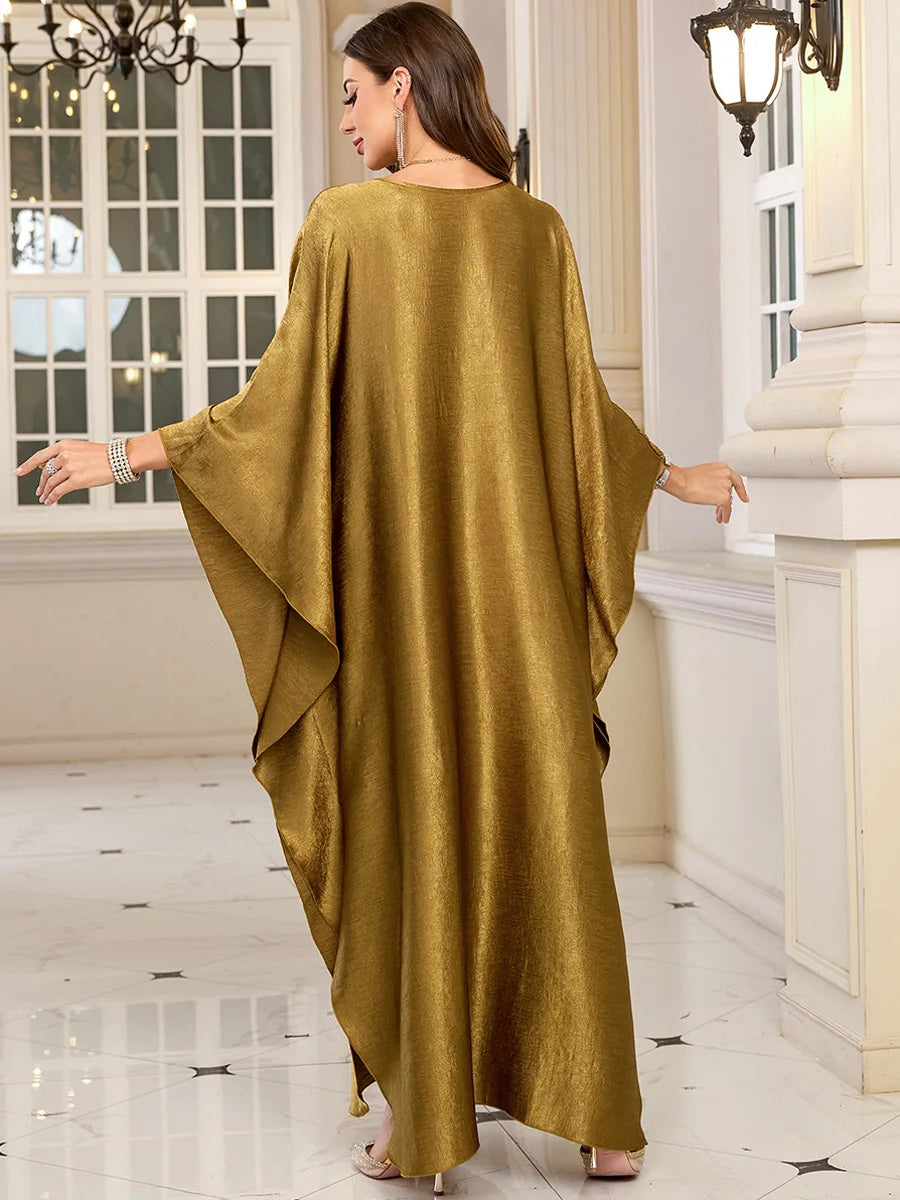 Plus Size Kaftan Dresses for Women Sparkly Glitter Batwing Sleeve Kaftan Cover Up Beach Maxi Dress Loungewear