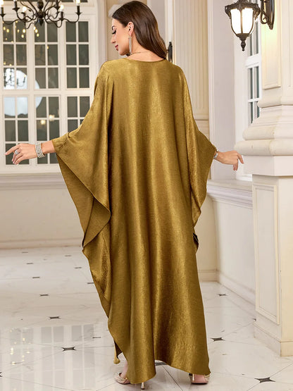 Plus Size Kaftan Dresses for Women Sparkly Glitter Batwing Sleeve Kaftan Cover Up Beach Maxi Dress Loungewear
