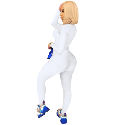 Women's Bodycon One-piece Jumpsuit Long Sleeved Big Zipper Female Casual Sport Workout Skinny Activity Wear Overalls Tops Badiee Stylez