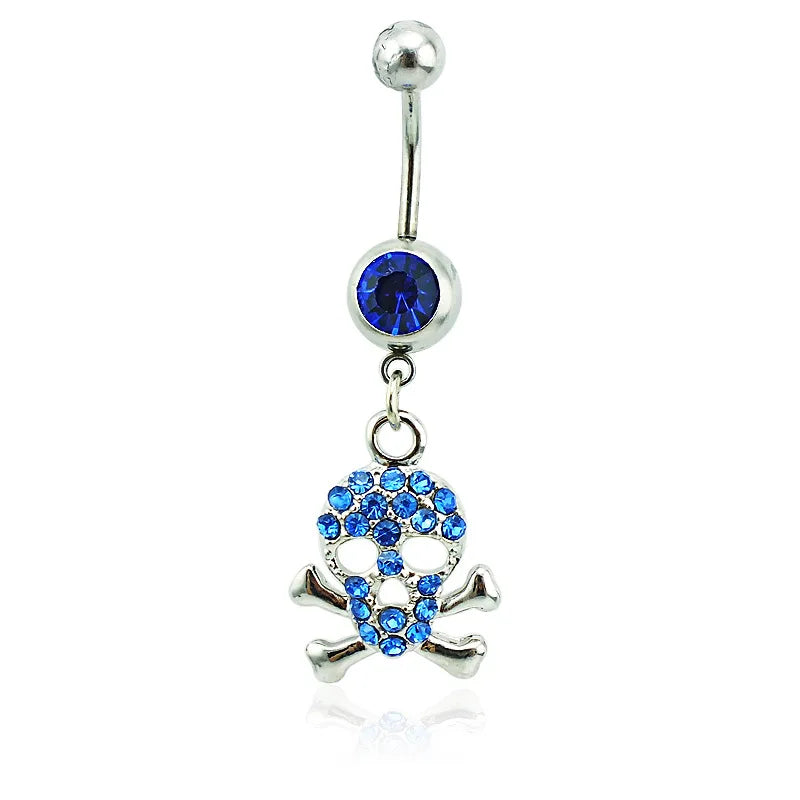 Goth Aesthetic Accessories Wings Skull Belly Button Rings Fashion Crystal Bat Heart Skeleton Belly Ring Belly Piercing Jewelry E