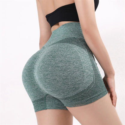 Women Yoga Shorts High Waist Workout Shorts Fitness Yoga Lift Butt Fitness Ladies Yoga Gym Running Short Pants Sportswear Green
