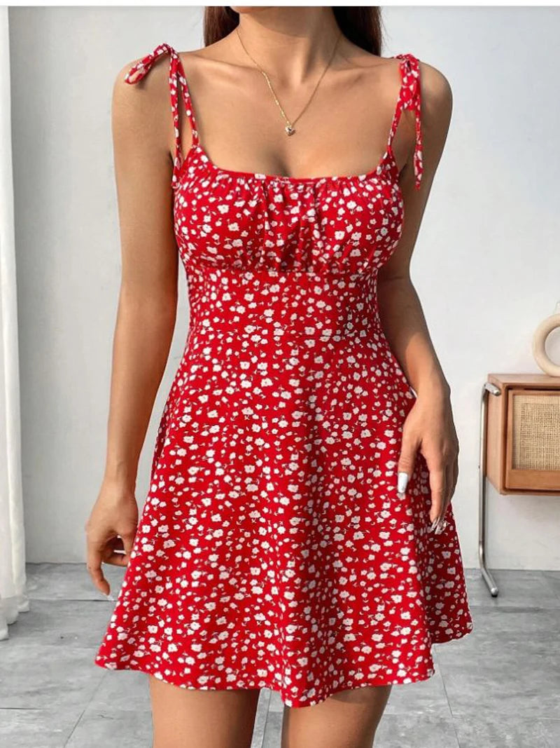 New Women Summer Floral Spaghetti Strap Sexy Dresses,Mini Dress,Beach Dress,Woman Clothing,Short Dresses,Clothes,Sundress 2503
