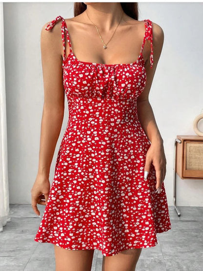 New Women Summer Floral Spaghetti Strap Sexy Dresses,Mini Dress,Beach Dress,Woman Clothing,Short Dresses,Clothes,Sundress 2503