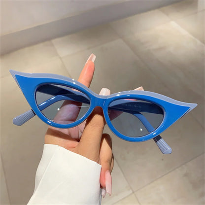 2024 Luxury Band Fashion Y2k Sexy Cat Eye Sunglasses Women Men Designer Snake Sun Glasses Gradient Shades Uv400 Oculo Eyewear A-Blue