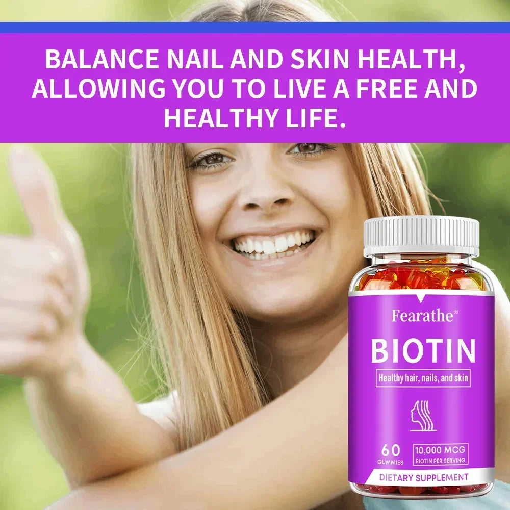 Biotin Gel 10000mcg [Highest Potency] Healthy Hair, Skin & Nails Vitamins for Women, Men & Children