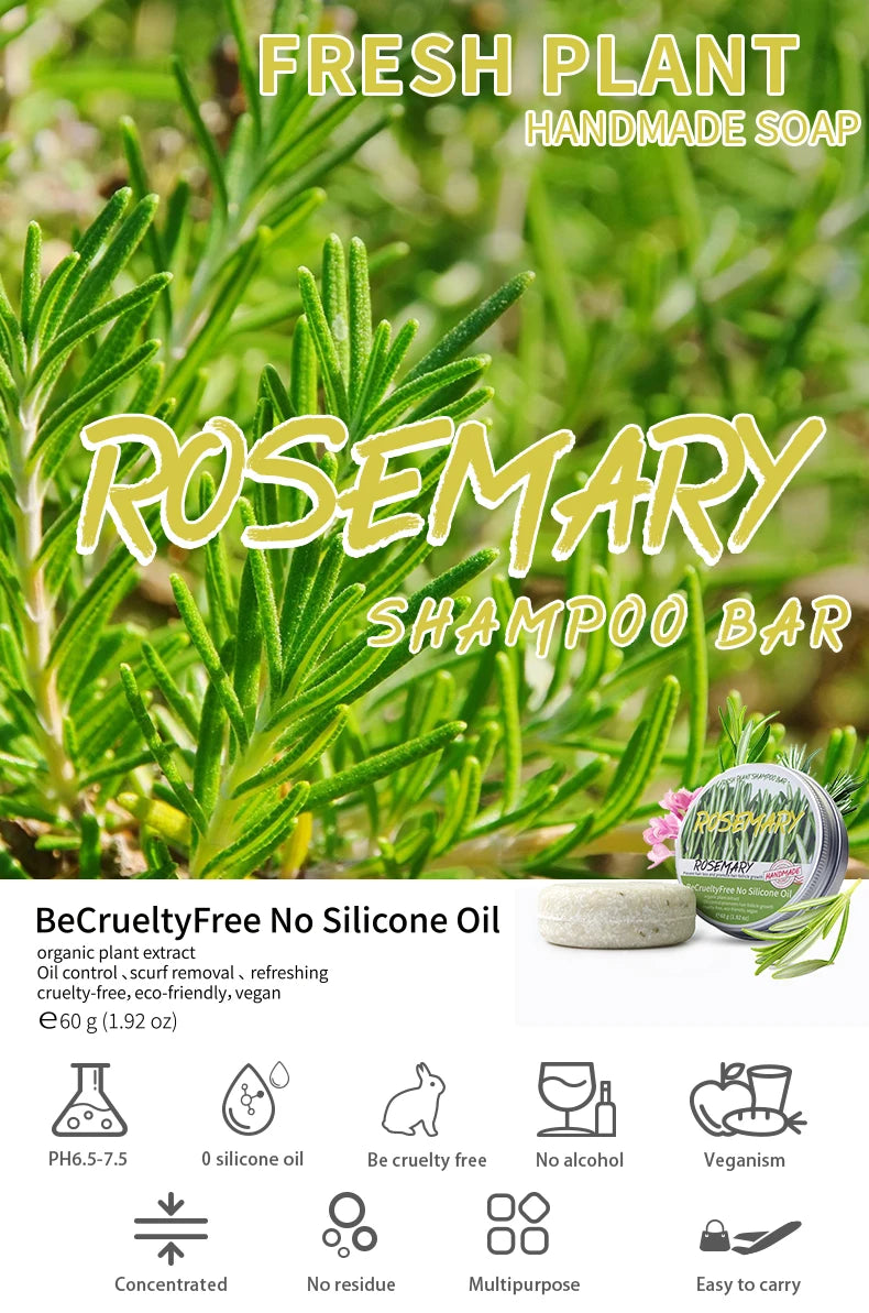Rosemary shampoo soap without silicone oil plant shampoo soap cleanses the scalp nourishes hair controls oil