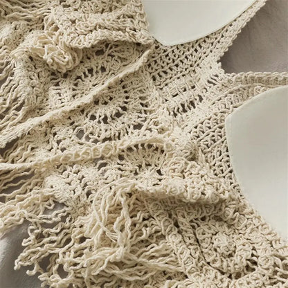 Sexy Boho Beach Holiday Camisole Halter Women Crochet Knit Swimsuit Bra Backless Vest Hollow Tassel Tank Top Women's Crop Tops