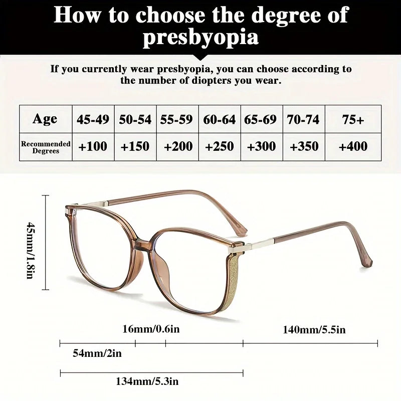 Reading Glasses Women Men Square Prescription Lenses Multifocal Eyeglasses Anti-blue Light Computer Eyewear Frames Badiee Stylez