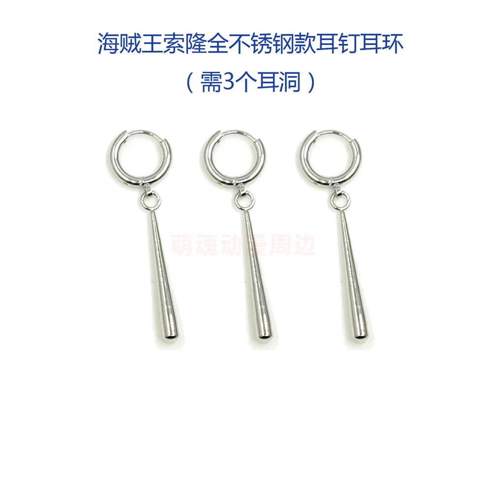 One Piece Earrings Roronoa Zoro Cosplay Stainless Steel Earrings New Style Anime Fans Gift Badiee Stylez