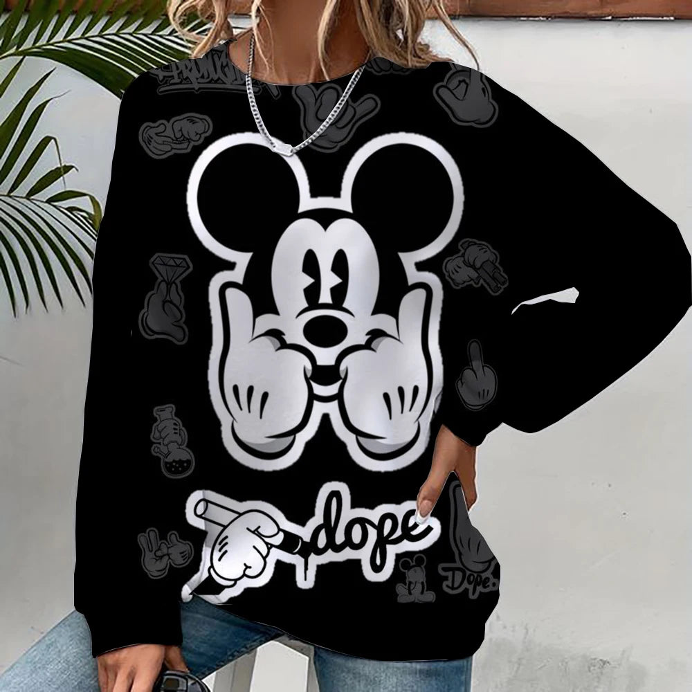 Mickey Mouse Print Women Hoodies Sweatshirts Streetwear Cute Oversized Hoodies Pullover Cropped Hoodies Females Y2k ANZ5JZ0196