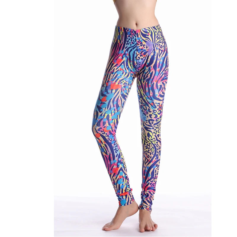 Women Leggings High Waist Cartoon Comic Beauty Print Trousers Soft Female Casual Elastic Pant 31 One Size