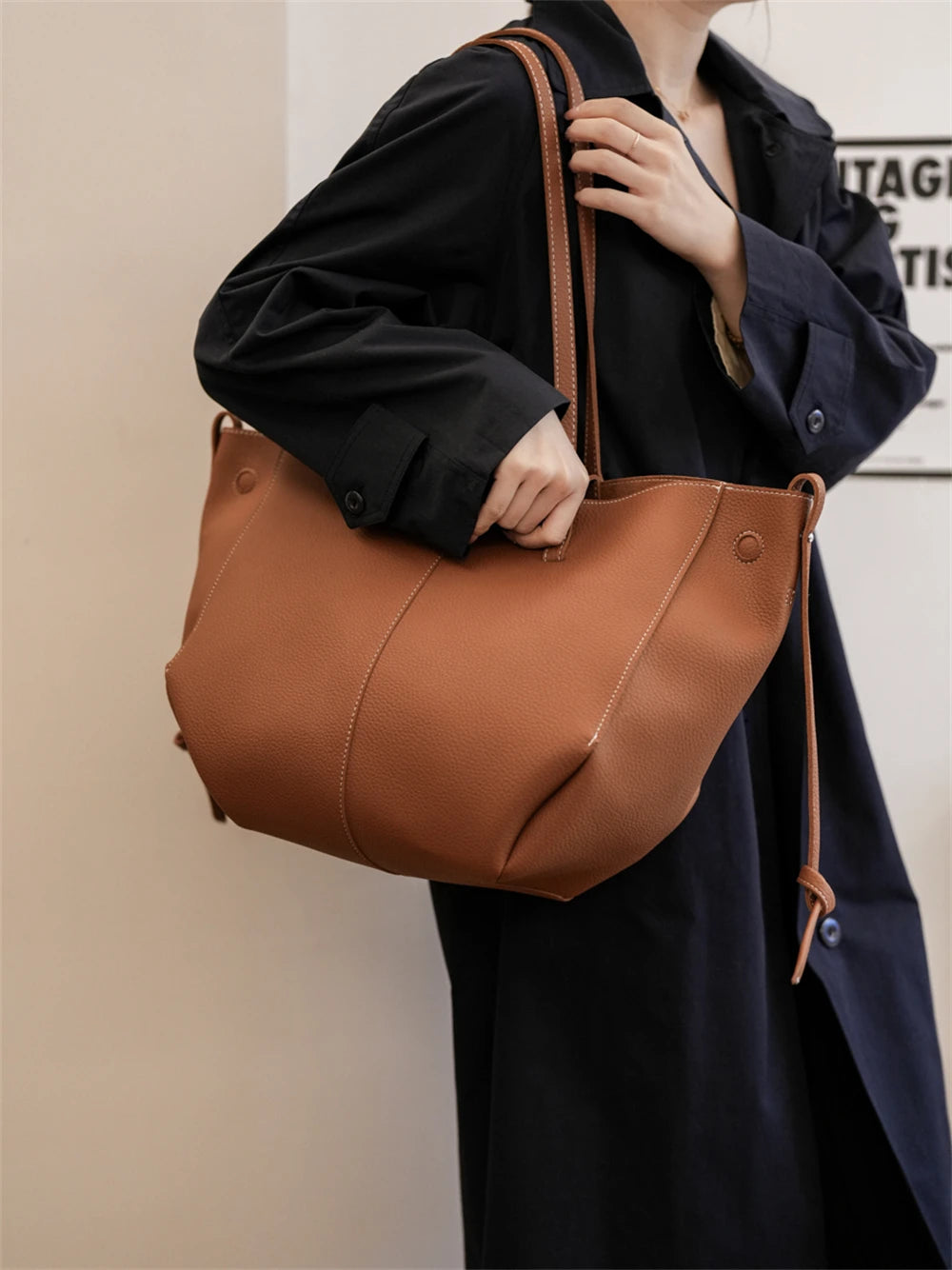 MOODS Branded Underarm Shoulder Bags For Women 2024 Latest Luxury Designer Handbags Soft PU Leather Large Capacity Shopping Tote