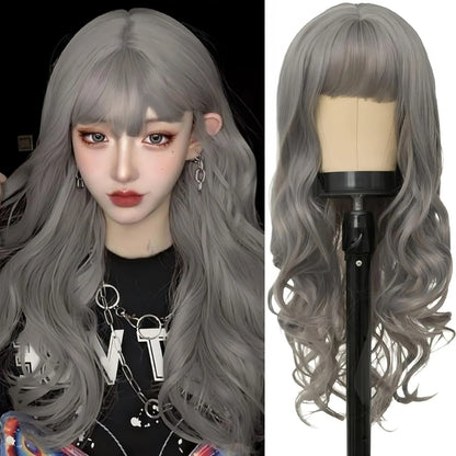 Light golden synthetic wig with big waves for Halloween party, cosplay wig, everyday wig, high-temperature hair silk wig set Badiee Stylez