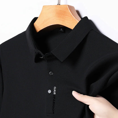 Men's Polo Shirt - Breathable & Comfortable Solid Color Top for Casual Business Style