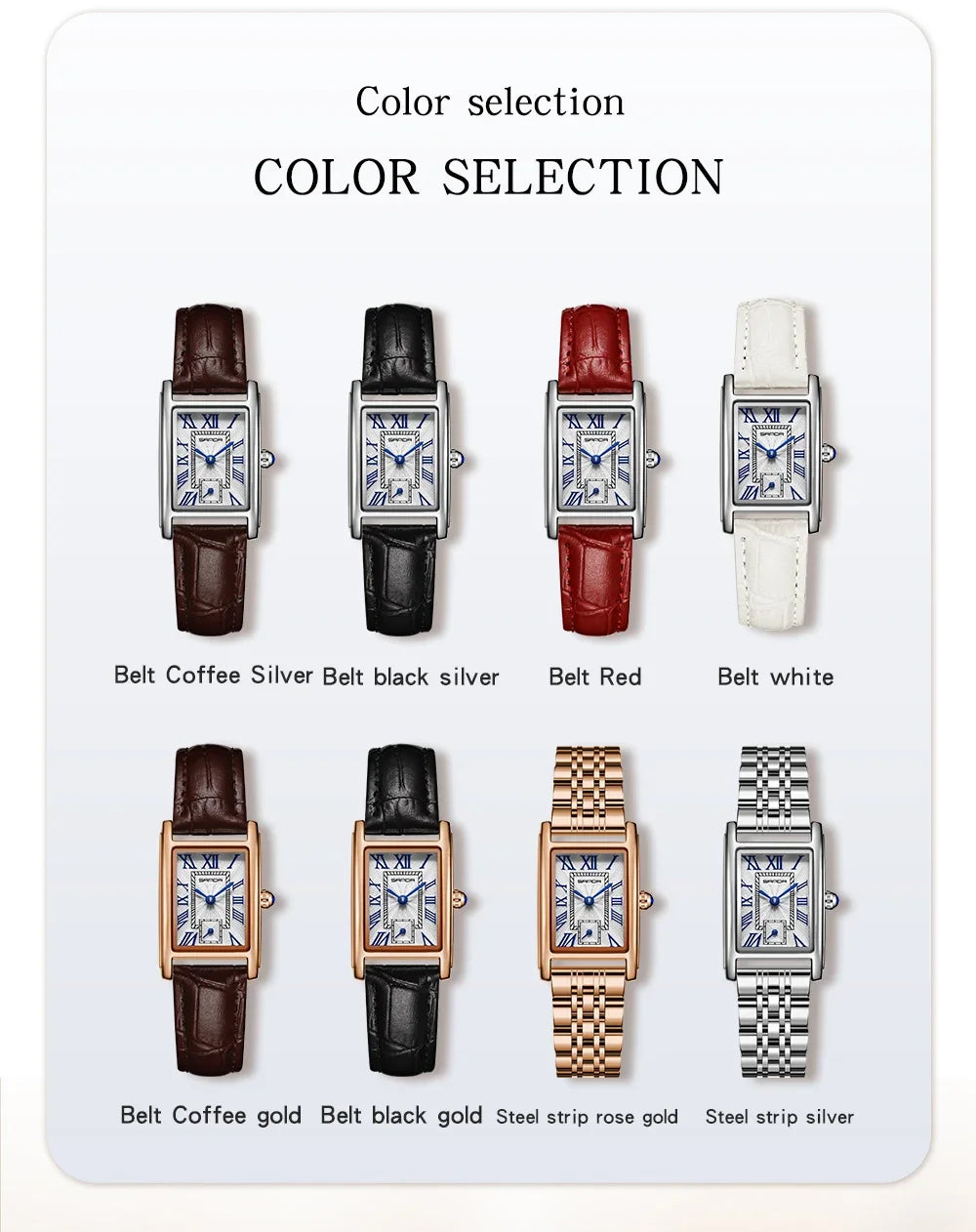 SANDA 1116 Quartz Watch Women Elegant Design Rectangle Dial Watches Waterproof Pointer Leather Business Ladies Wristwatches