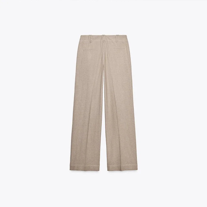 Fashion Short Jackets Pants Sets Women Lapel Zipper Long Sleeve Coats Pleated Straight Pant 2025 Spring Summer Lady Office Suits