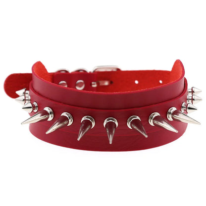 Punk Red Choker Necklace PU Leather Sexy Spiked Neck Strap Clavicle Collar Men Necklaces Hollween Women Y2K Jeweley Gift P064 red