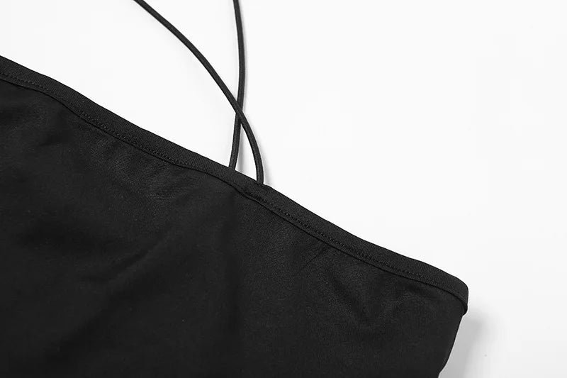 Asymmetrical Cut Out Mesh Crop Top with Sleeves Fairy Grunge Clothes Transparent Camisole Tank Tops