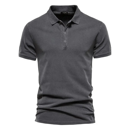 2025 Men's Slim Fit Cotton Polo Shirt - Stylish Lapel Design for Casual & Business Golf Wear