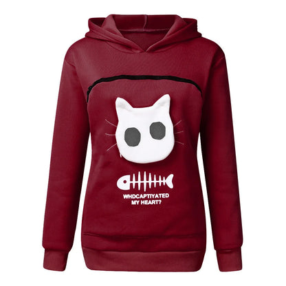 S-3XL Cat Lovers Hooded Sweatshirt Kangaroo Dog Pet Paw Dropshipping Pullovers Cuddle Pouch Fish Pocket Hoodie