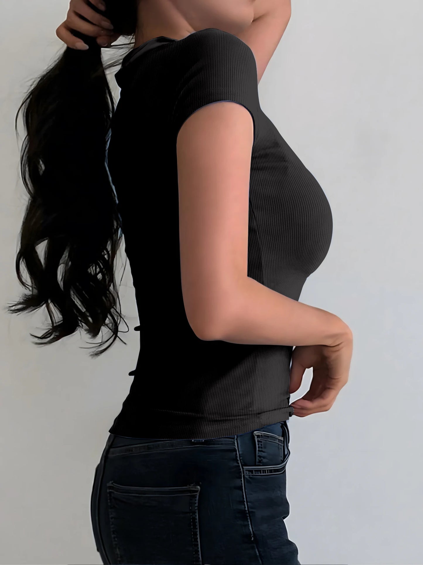 Summer Women's Color Collision POLO Shirt Slim Casual Solid Color Women's Tops Home Workwear V-neck Short-sleeved T-shirt Female