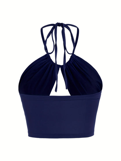 Europe and the United States solid color hanging neck small tube top hollowed out umbilical slim hot girl suspender vest