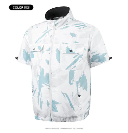 Summer air conditioning clothes men's short sleeve work clothes charging refrigeration anti-heat cooling fan sunscreen clothes
