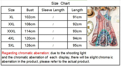 plus Size Printed Casual V-Neck Geometric Pattern Sleeveless Dress for Women