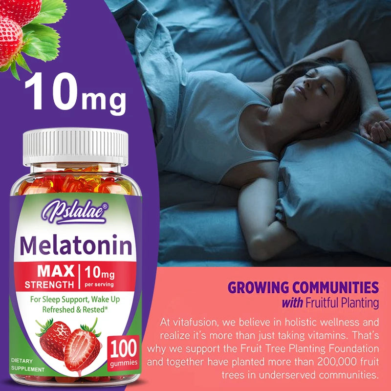 Melatonin Gummies 10 Mg - Fall Asleep Naturally, Fight Insomnia, Support Immunity, and Improve Rest Quality