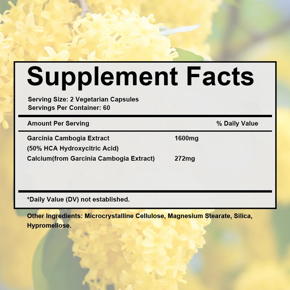 100% Pure Garcinia Cambogia 1600 mg Supplement - HCA Extract, Fast Absorbing, Carb Blocker Metabolism, 120 Capsules