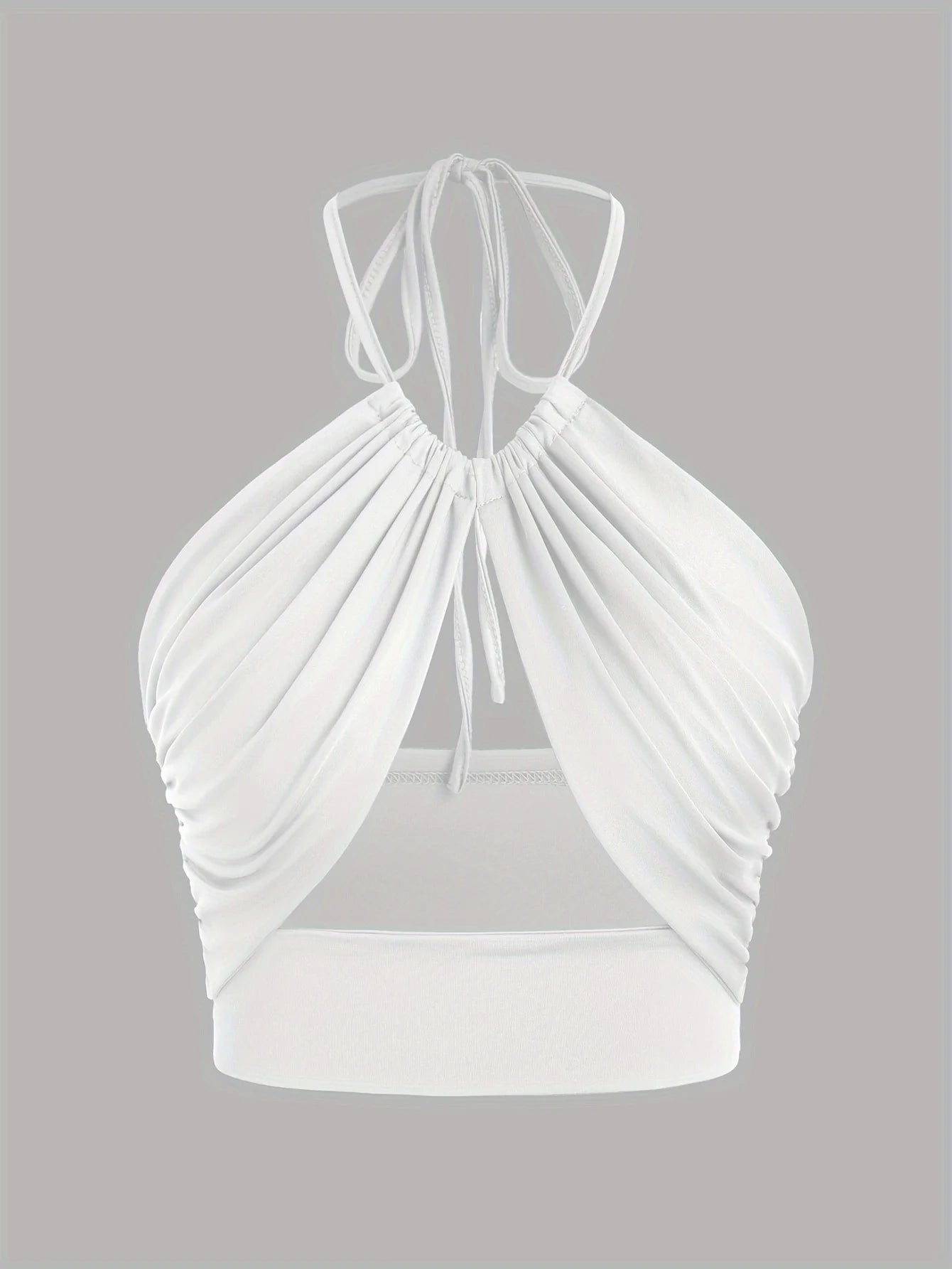 Europe and the United States solid color hanging neck small tube top hollowed out umbilical slim hot girl suspender vest white