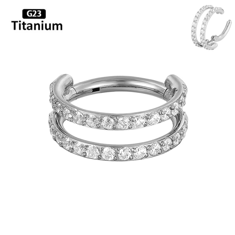 New G23 Titanium Piercing High Quality CZ Nose Ring Earrings 8/10/12mm Body Jewelry 16G ASTM f136 Titanium Nose Septum Piercings Titanium Rings 4