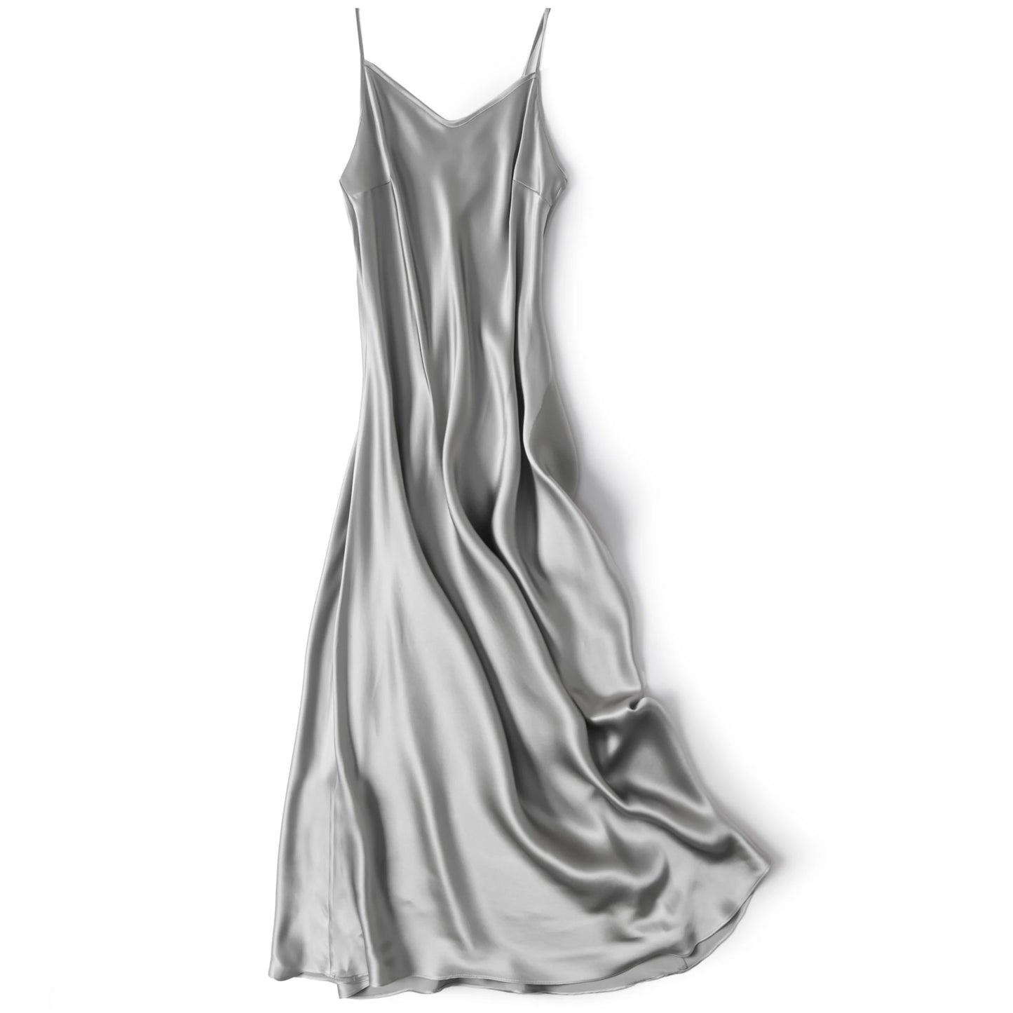 Small Heavyweight 21MM 100% Natural Mulberry Silk Plain Satin French V-neck Diagonal Cut Women's Sexy Solid Suspender Dress Badiee Stylez