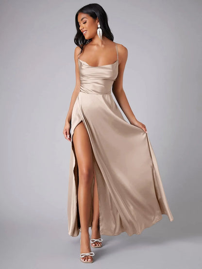 Backless Slimming Long Evening Dress Women Sexy V Neck Sleeveless Gown With Waist Tie For Formal Party Wedding Guest Maxi Dress