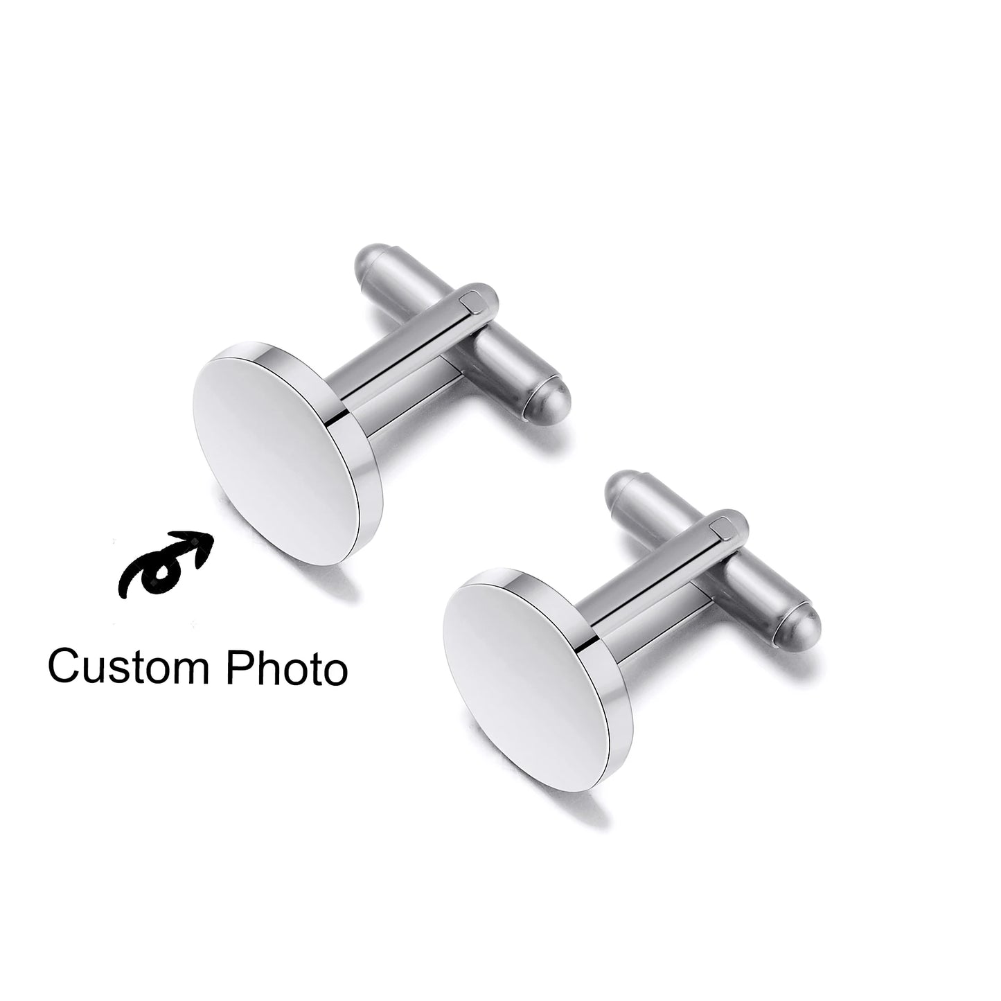 Custom Engraved Round Cufflinks & Tie Clip Set Stainless Steel Anniversary Wedding Birthday Groomsmen Gift for Father Husband Badiee Stylez