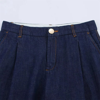 UNIZERA 2025 Women Denim Set Loose Fit Button Down Shirt With Wide Leg Pants Fashionable Casual Wear for Women