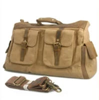 Vintage military Canvas Leather men travel bags Carry on Luggage bags Men Duffel bags travel tote large weekend Bag Overnight