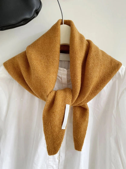 British Korean Style Niche Wool Knitted Triangular Scarf Women Headscarf Knitted Scarf Multi-functional Warm Knitted Scarf Badiee Stylez