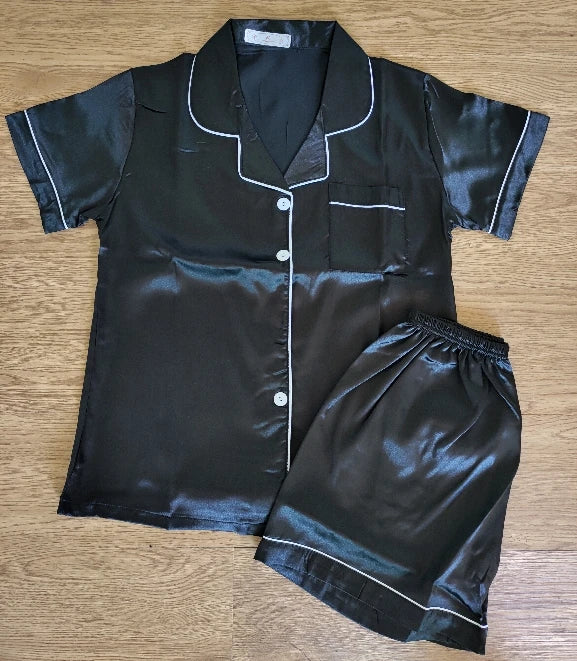 BPersonalised Satin Sleep Shorts Bridesmaid Pyjamas Set Matching Bridesmaid Proposal Gift Her For Women Silk Sleepwear Pajamas black
